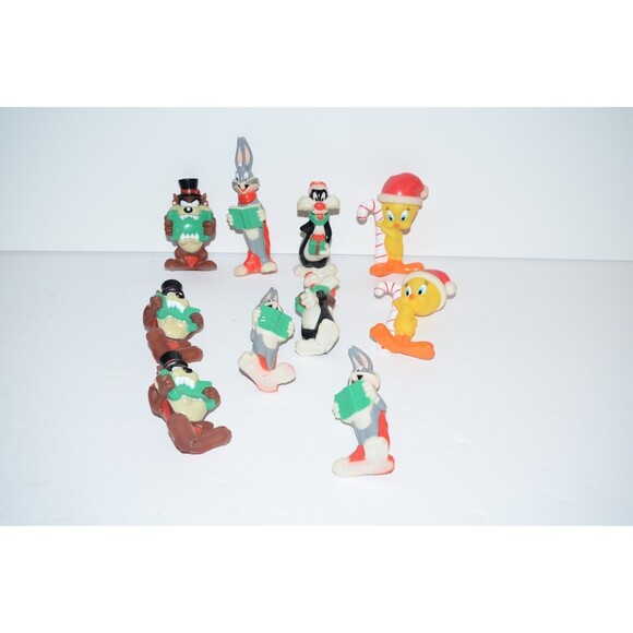 Vtg 1997 Looney Tunes Christmas String Light Covers 10 pc Tweety Bugs Bunny Taz - Picture 2 of 9
